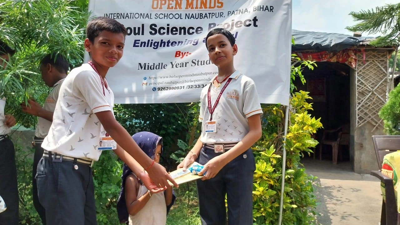 Students and teachers during school life activities at BOMIS Naubatpur