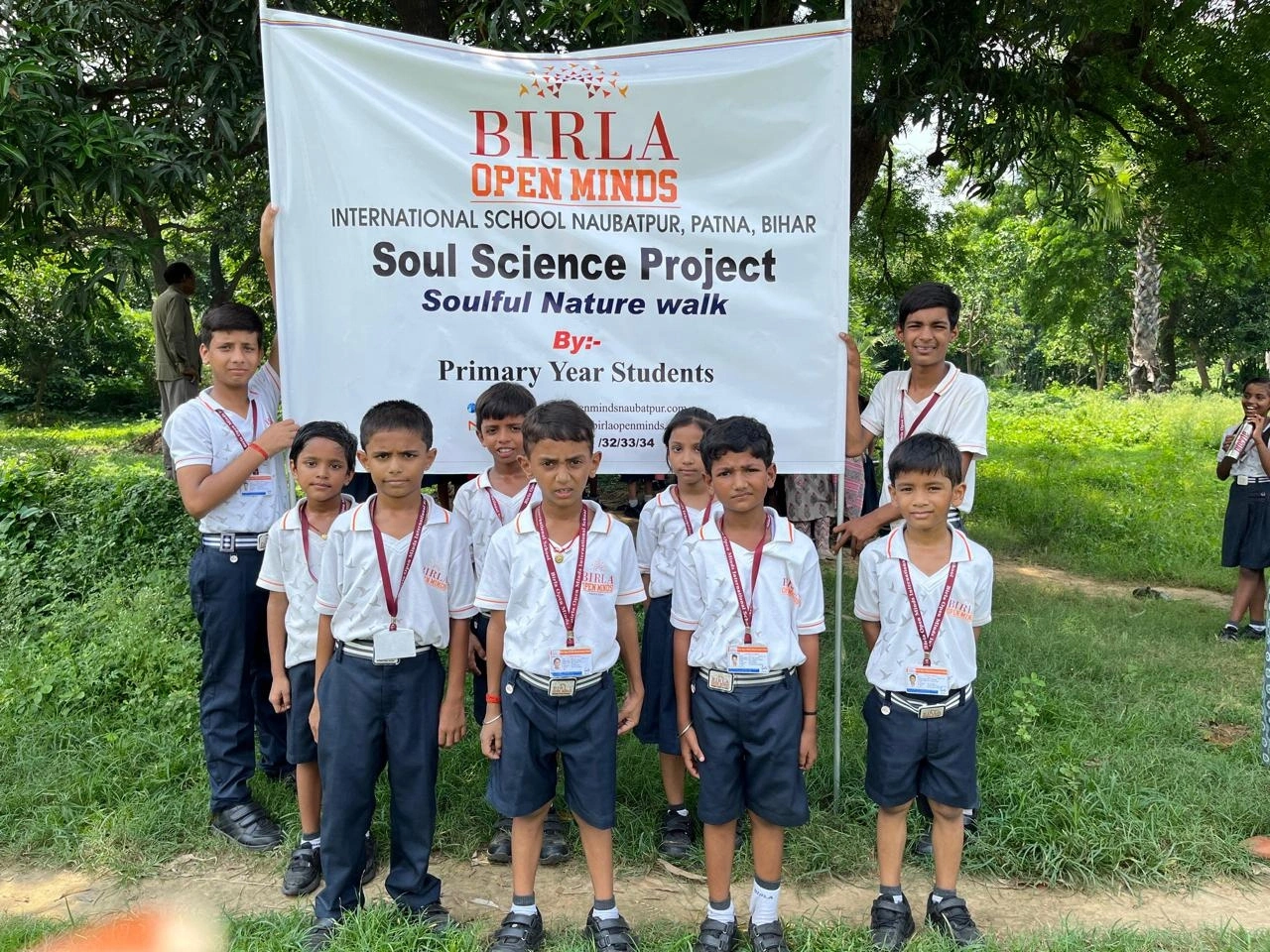 Primary students on a nature walk for the Soul Science project