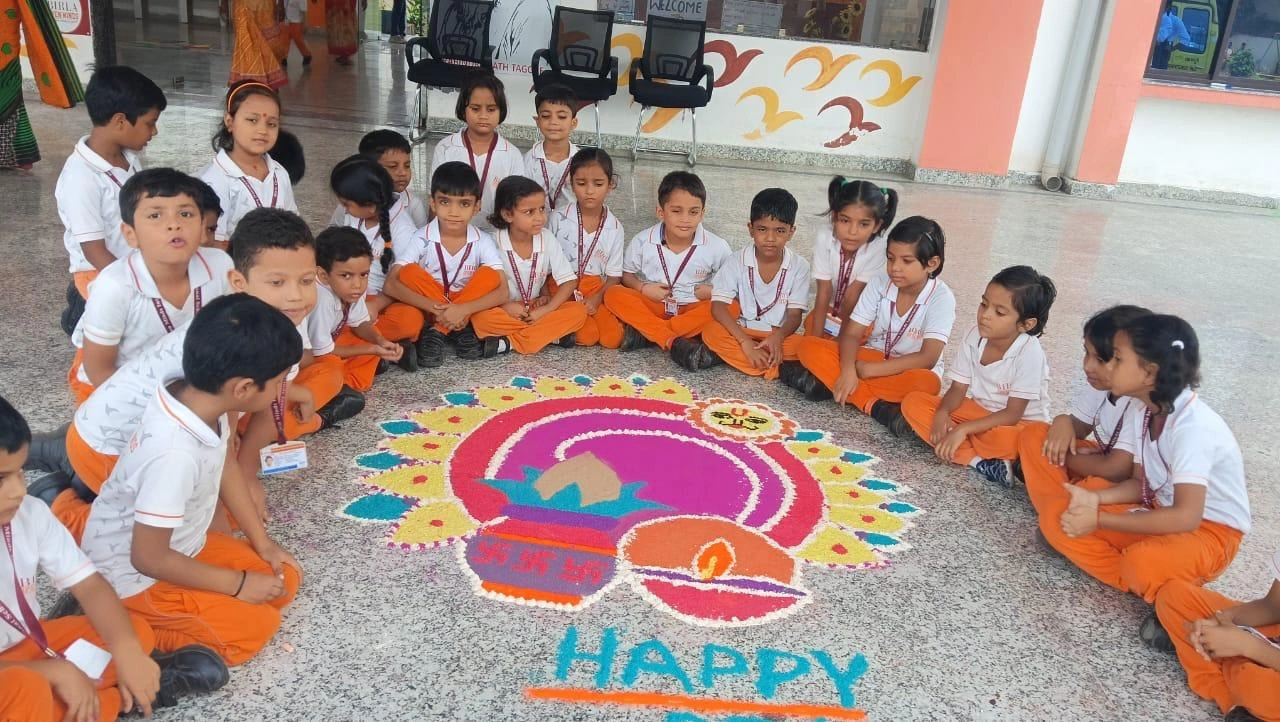 Students and teachers during school life activities at BOMIS Naubatpur
