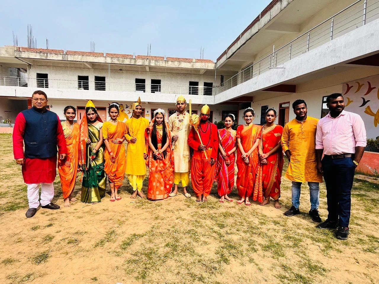 Students and teachers during school life activities at BOMIS Naubatpur