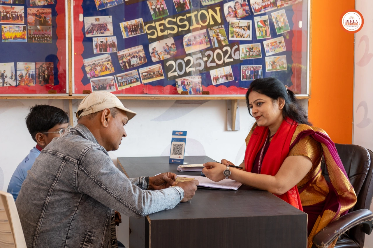 Parents and teachers during the 2025–26 parent–teacher meeting at BOMIS Naubatpur