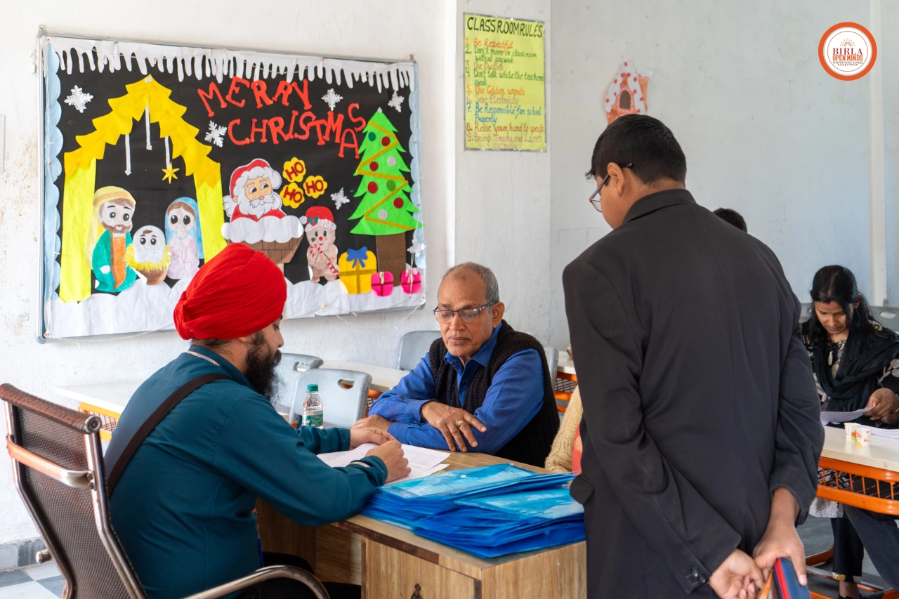 Parents and teachers during the 2025–26 parent–teacher meeting at BOMIS Naubatpur
