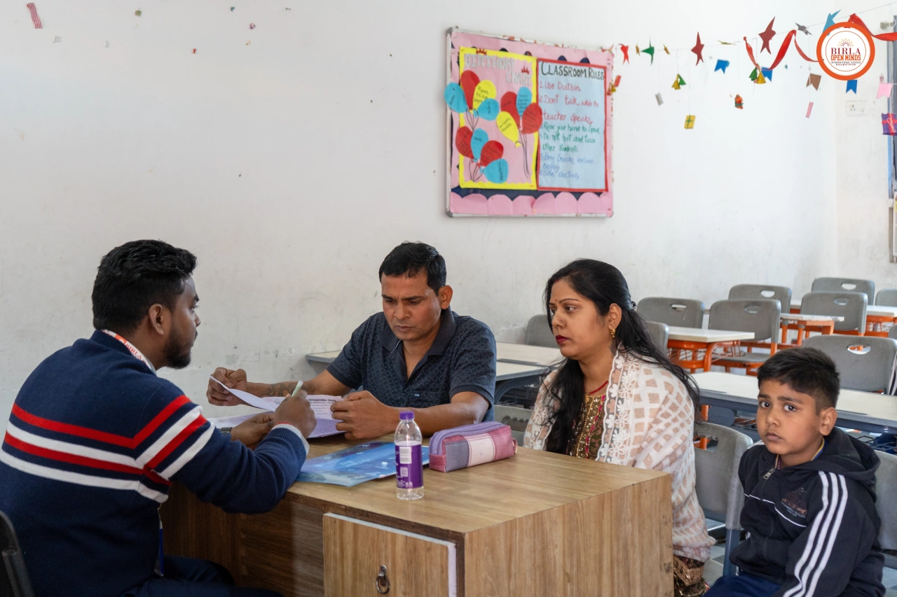 Parents and teachers during the 2025–26 parent–teacher meeting at BOMIS Naubatpur