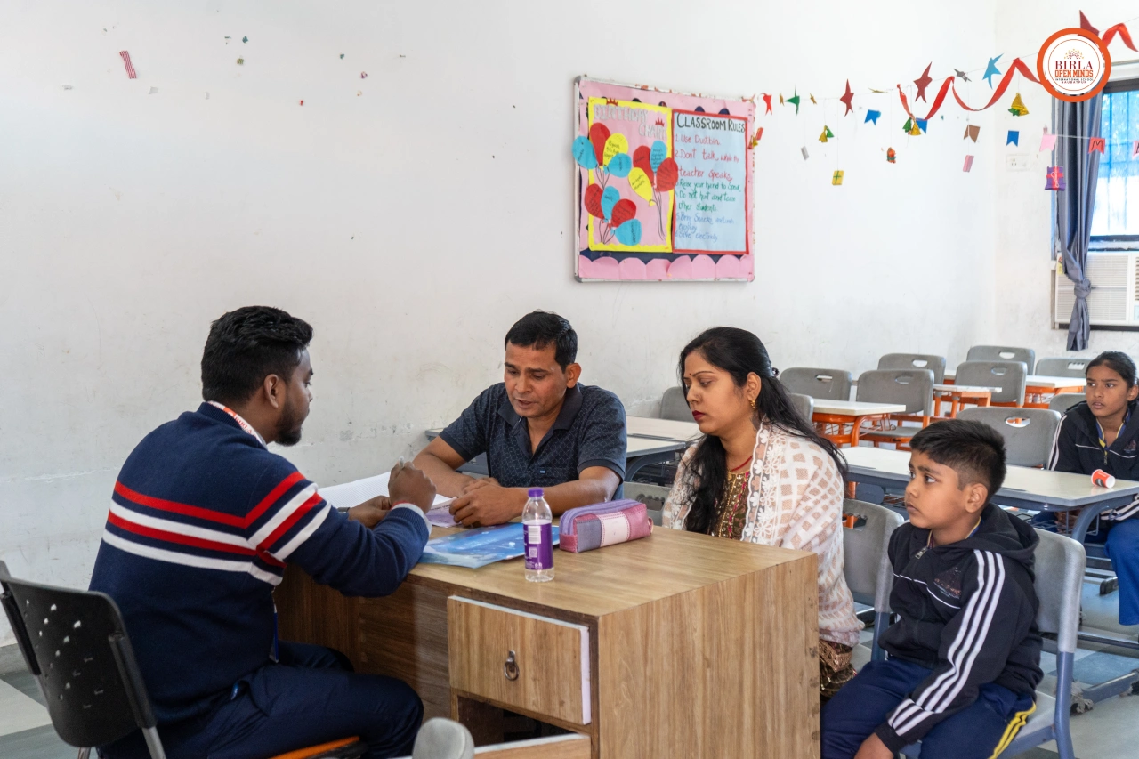 Parents and teachers during the 2025–26 parent–teacher meeting at BOMIS Naubatpur