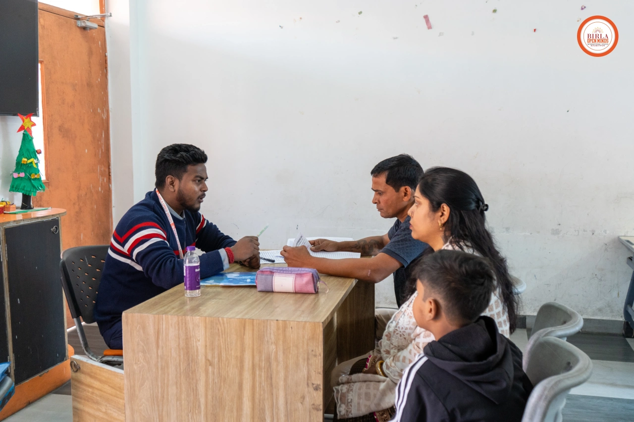 Parents and teachers during the 2025–26 parent–teacher meeting at BOMIS Naubatpur