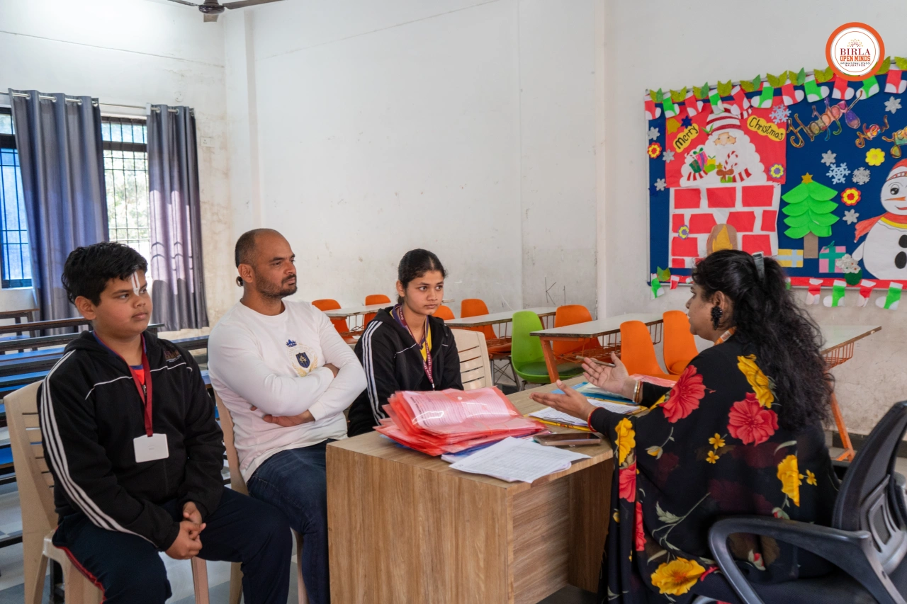 Parents and teachers during the 2025–26 parent–teacher meeting at BOMIS Naubatpur