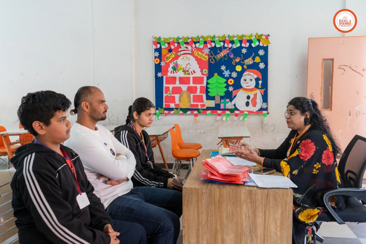 Parents and teachers during the 2025–26 parent–teacher meeting at BOMIS Naubatpur