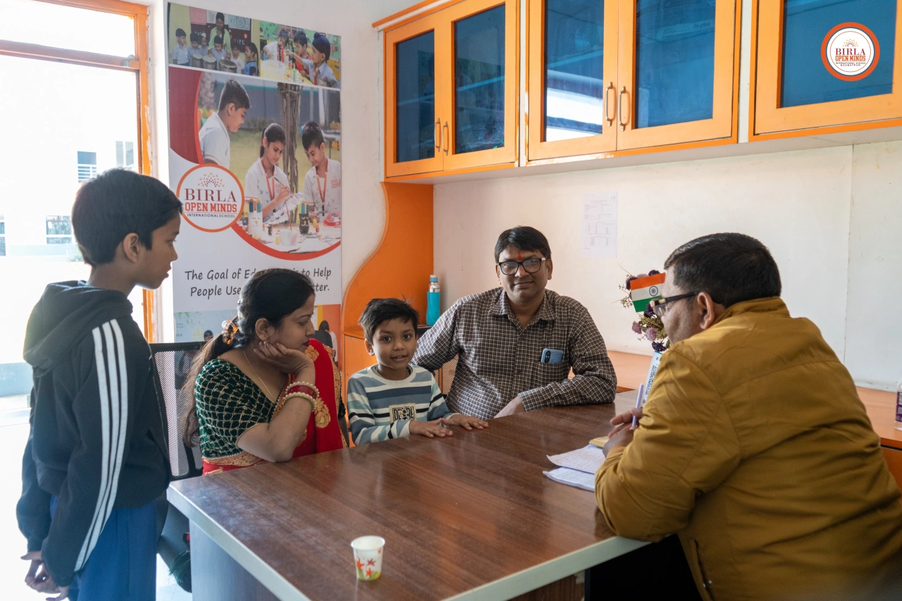 Parents and teachers during the 2025–26 parent–teacher meeting at BOMIS Naubatpur