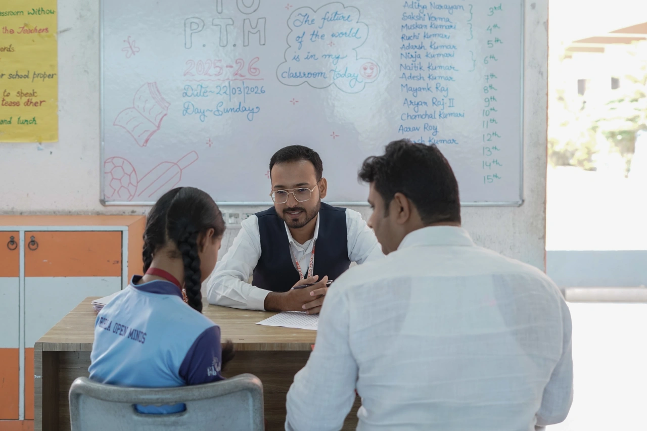 Parents and teachers during the 2026 annual parent–teacher meeting at BOMIS Naubatpur