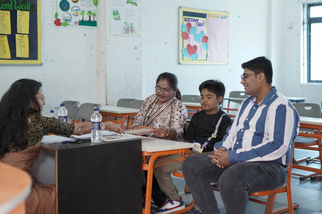 Parents and teachers during the 2026 annual parent–teacher meeting at BOMIS Naubatpur