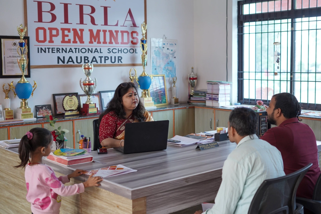 Parents and teachers during the 2026 annual parent–teacher meeting at BOMIS Naubatpur
