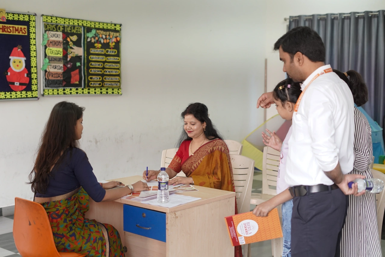 Parents and teachers during the 2026 annual parent–teacher meeting at BOMIS Naubatpur