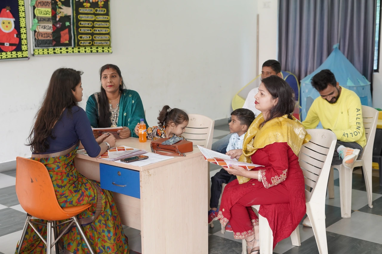 Parents and teachers during the 2026 annual parent–teacher meeting at BOMIS Naubatpur