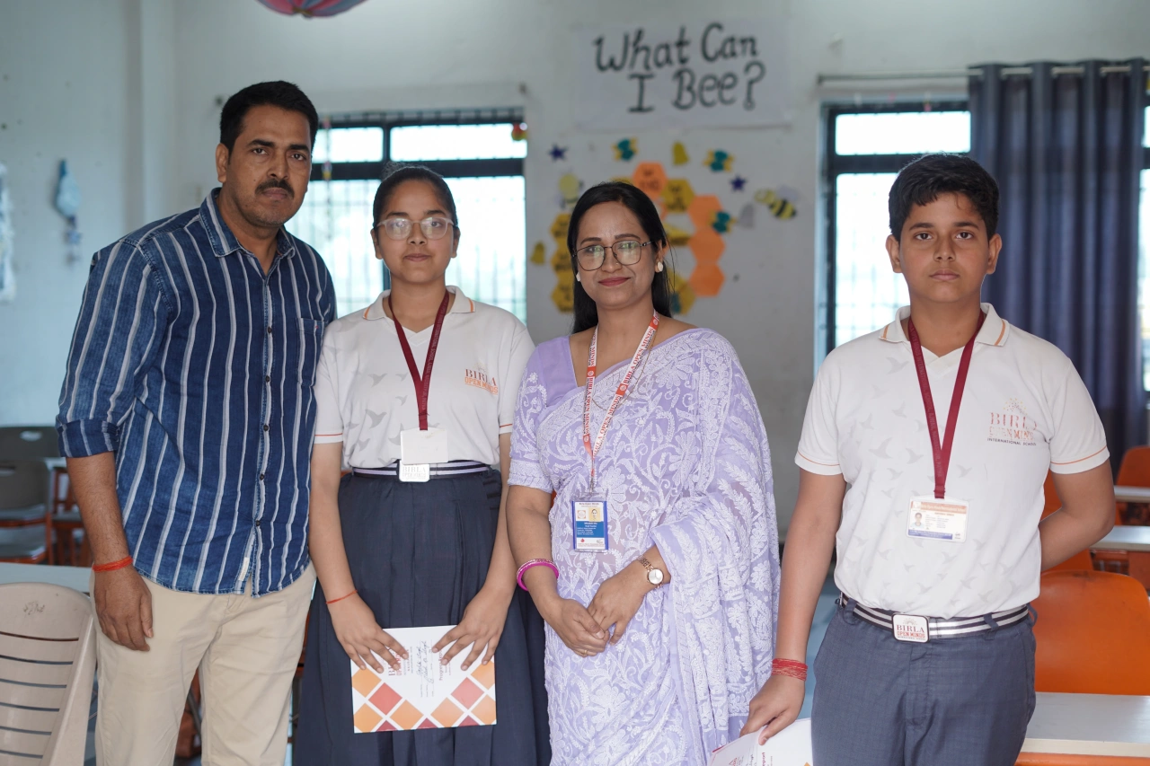 Parents and teachers during the 2026 annual parent–teacher meeting at BOMIS Naubatpur